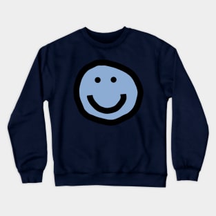 Minimal Happy Smiley Face Blue Crewneck Sweatshirt